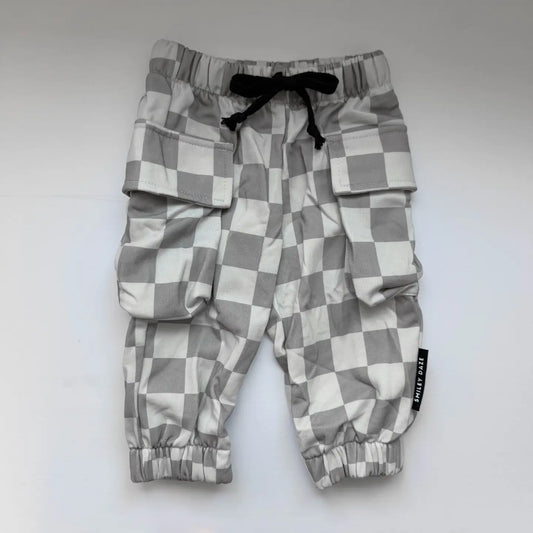 •Pre-Order• Boys Grey Checks | Cargo Sweatpants